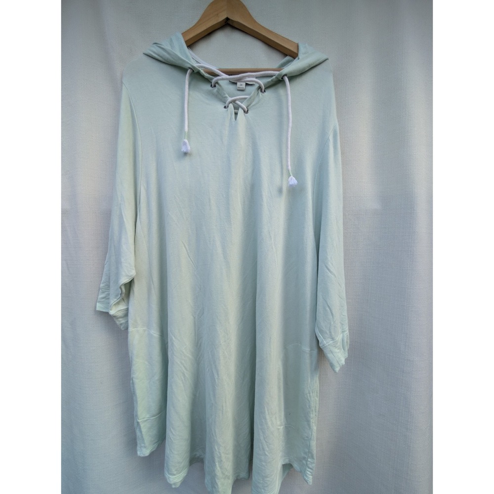 Koolaburra by UGG Hooded Lounge Tunic Dress Womens 3X Mint French Terry Lace Up